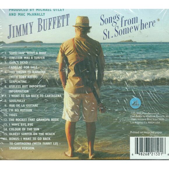 Songs From St. Somewhere by Jimmy Buffett CD Includes Too Drunk to Karaoke NEW - Picture 2 of 2